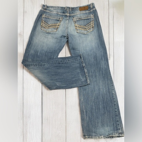 Buckle BKE Tyler Jeans Straight Leg Medium Wash Blue Denim Distressed Stretch33S - Picture 11 of 16